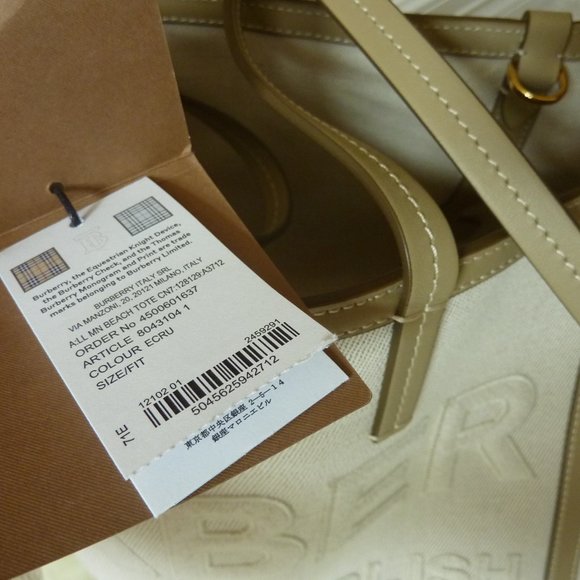 BURBERRY Mini Horseferry Linen Cotton Canvas Beach Tote - NEW - Picture 7 of 16